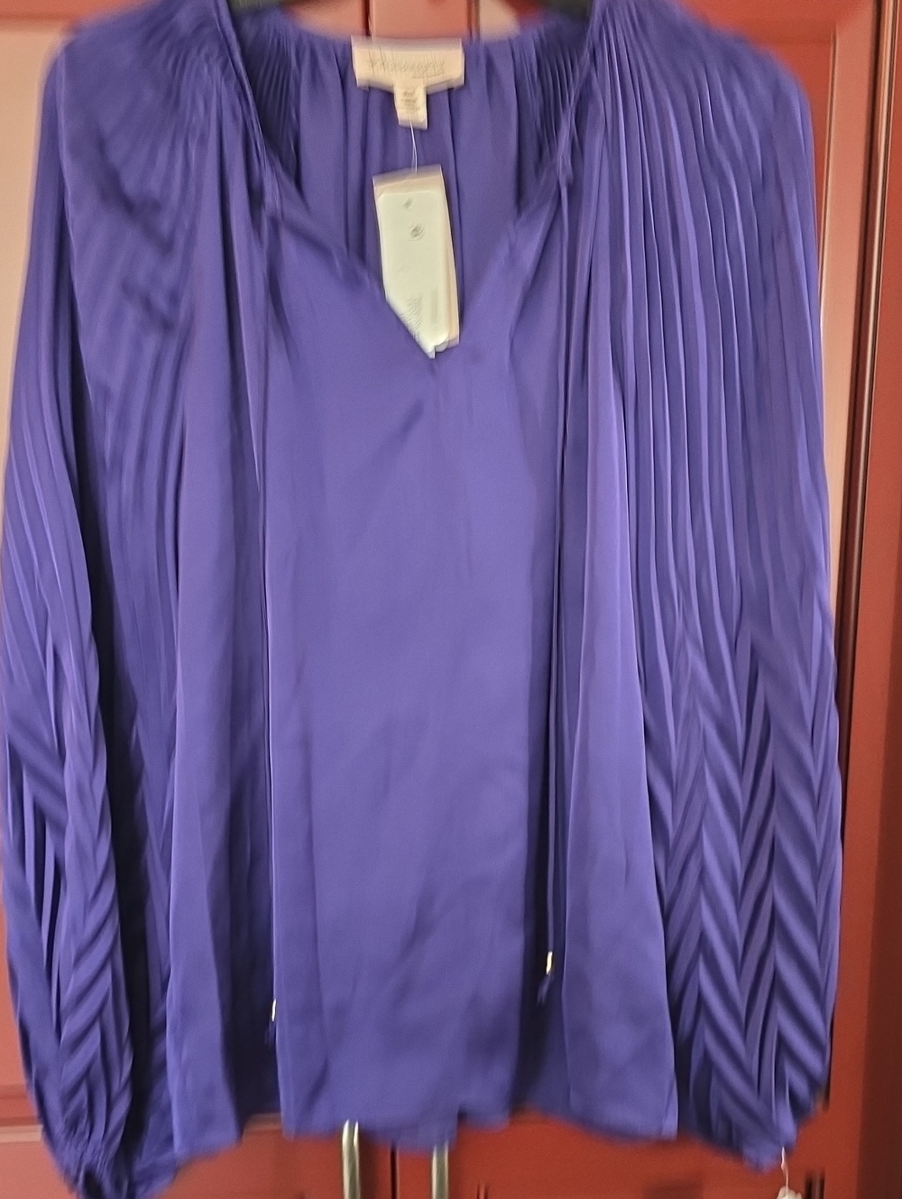 Philosophy Pleated Long Sleeve Blouse in Purple